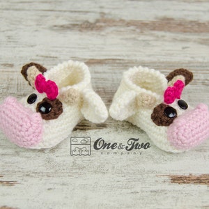 Doris the Cow Booties PDF Crochet Pattern Baby sizes 0-3, 3-6, 6-12 months Shoes Baby Newborn Slippers image 4