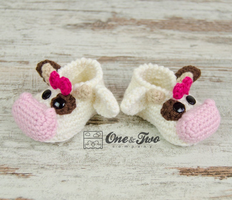 Doris the Cow Booties PDF Crochet Pattern Baby sizes 0-3, 3-6, 6-12 months Shoes Baby Newborn Slippers image 4