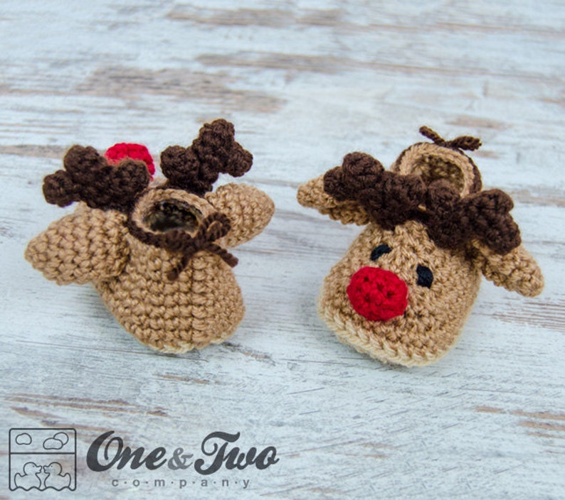 Reindeer Booties PDF Crochet Pattern Baby sizes 0-3, 3-6, 6-12 months Shoes Baby Newborn Slippers image 4