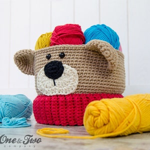 Teddy Bear Crochet Basket PDF Crochet Pattern Instant Download Container Home Decor Basket Box animal image 5