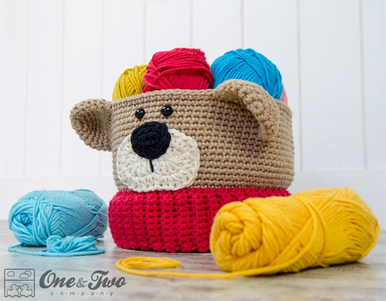 Teddy Bear Crochet Basket PDF Crochet Pattern Instant Download Container Home Decor Basket Box animal image 5