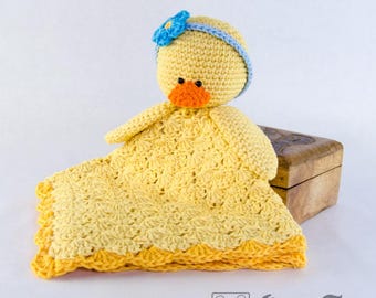 Lovey Crochet Pattern - Duck PDF Security Blanket - Tutorial Digital Download DIY - Duck Lovey - Dou Dou - Baby Toy