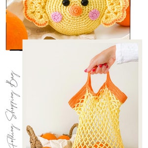 Crochet Market Bag Pattern, Shopping Bags Easter Animals Bundle, 3 in 1 PDF image 4