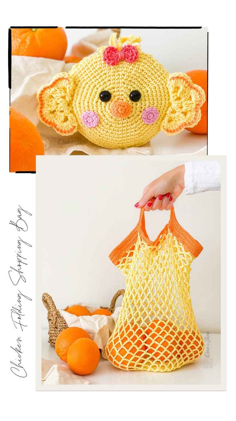 Crochet Market Bag Pattern, Shopping Bags Easter Animals Bundle, 3 in 1 PDF image 4