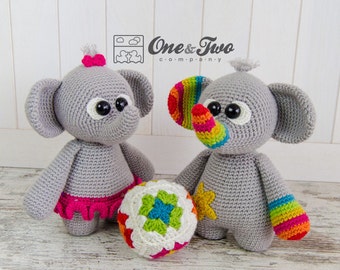 Elephant Crochet Pattern · Rainbow Animal Amigurumi · Circus · Ball Granny · PDF Digital Tutorial