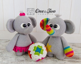 Amigurumi Pattern - Elephant PDF Crochet Pattern - Tutorial Digital Download DIY - Dash & Dot the Little Elephants "Little Explorer Series"