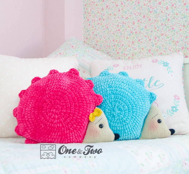 Pixie the Hedgehog Pillow PDF Crochet Pattern Instant Download Animal Cushion Crochet Nursery Baby Shower decor image 2