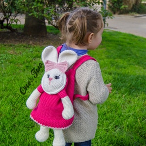 Olivia the Bunny Backpack PDF Crochet Pattern Instant Download Bag Girl Animal image 4