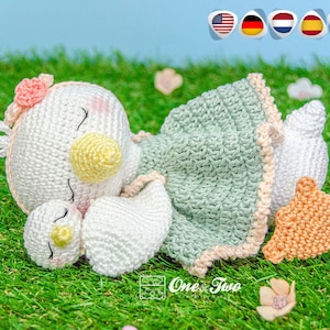 Crochet Lovey Pattern | Delia the Sleeping Duck Amigurumi | Dou Dou Security Blanket | PDF Digital Download