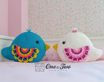 Bird Pillow Crochet Pattern · Animal Forest Amigurumi · DIY Cushion Tutorial · PDF Digital Download