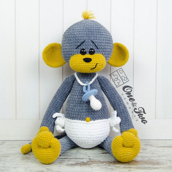 Crochet PATTERN - Morris the Big Baby Monkey Amigurumi "Big Hugs Series"- Plushie Pattern - Soft Toy - Chenille Toy