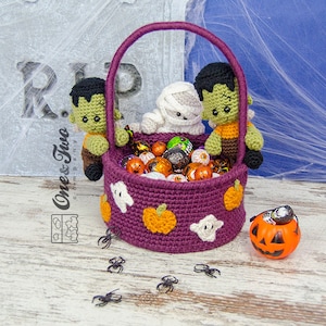 Spooky Halloween Basket - PDF Crochet Pattern - Instant Download - Amigurumi crochet Cuddy Stuff Plush