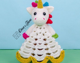 Lovey Crochet Pattern - Unicorn PDF Security Blanket - Tutorial Digital Download DIY - Nuru the Unicorn Lovey - Dou Dou - Baby Toy