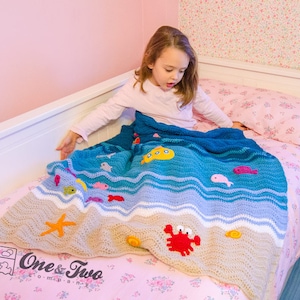 Blanket Crochet Pattern PDF Applique Crochet Blanket Tutorial Digital Download DIY Sealife Blanket Make Your Self Gift Handmade image 8