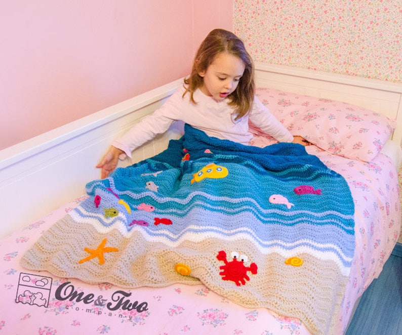 Blanket Crochet Pattern PDF Applique Crochet Blanket Tutorial Digital Download DIY Sealife Blanket Make Your Self Gift Handmade image 8