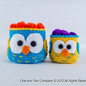 Owl Crochet Baskets - 2 sizes - PDF Crochet Pattern - Instant Download - Container Home Decor Basket Box animal