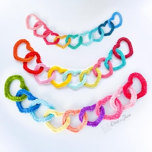 Hearts Garland Crochet Pattern · Love Applique Ornament Home Decor · Colorful Christmas Valentine's Day · PDF