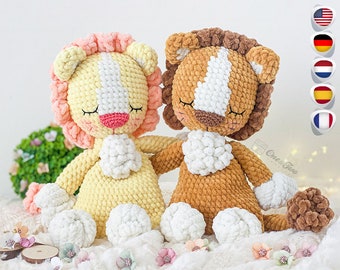 Crochet PATTERN - Lincoln the Lion Cuddler - Dou Dou - Soft Toy - Plushie Pattern - Crochet Lovey - Security Blanket