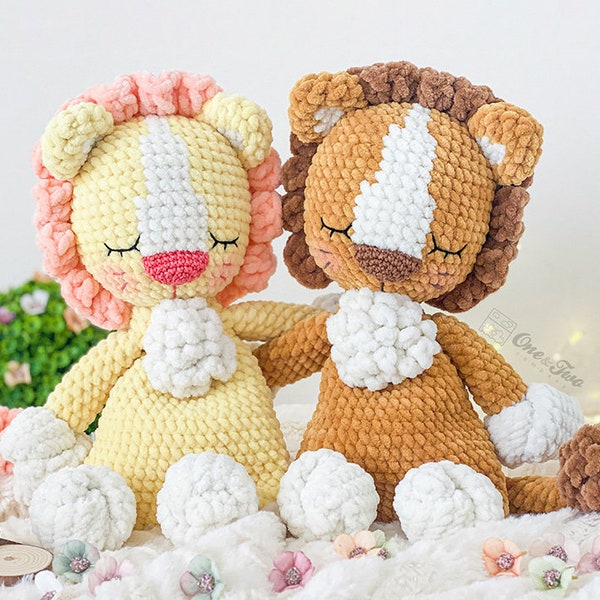 Crochet PATTERN - Lincoln the Lion Cuddler - Dou Dou - Soft Toy - Plushie Pattern - Crochet Lovey - Security Blanket