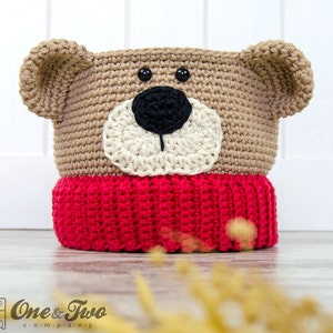 Teddy Bear Crochet Basket PDF Crochet Pattern Instant Download Container Home Decor Basket Box animal image 3