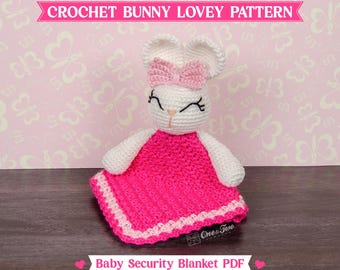 Crochet Bunny Lovey Pattern, Baby Security Blanket PDF
