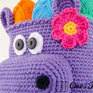 Hippo Crochet Basket PDF Crochet Pattern Instant Download Container Home Decor Basket Box animal image 5