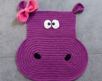 Instant Download - PDF CROCHET PATTERN - Hippo Rug - Permission to Sell Finished Items