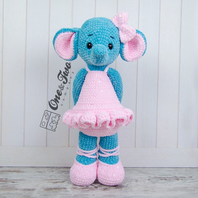 40 Elephant Crochet Patterns for Amigurumi, Plushies, Loveys, and Nursery Decor 33 Ballerina Elephant