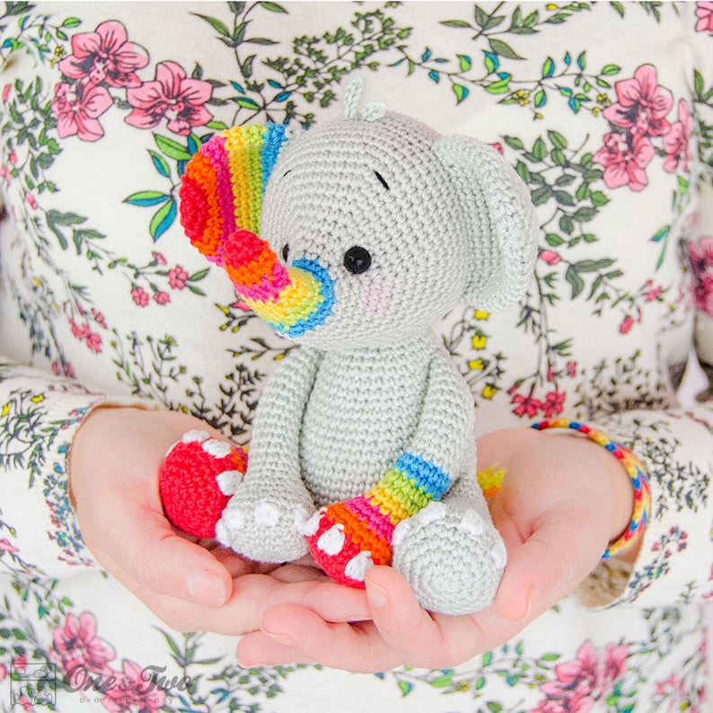 Amigurumi Pattern Doll PDF Crochet Pattern Tutorial Digital Download DIY Hue the Rainbow Elephant Amigurumi Toy image 7