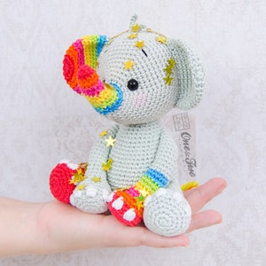 Amigurumi Pattern Doll PDF Crochet Pattern Tutorial Digital Download DIY Hue the Rainbow Elephant Amigurumi Toy image 2