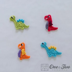 Download instantâneo - Novo padrão de crochê em PDF - Aplique de dinossauros - Instruções em texto e instruções no gráfico de SÍMBOLOS