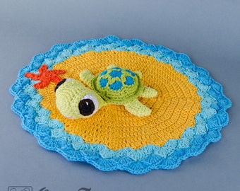 Lovey Crochet Pattern - Turtle PDF Security Blanket - Tutorial Digital Download DIY - Bob the Turtle Lovey - Dou Dou