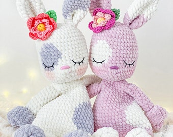 Crochet PATTERN - Nibbles the Bunny Cuddler - Dou Dou - Soft Toy - Plushie Pattern - Crochet Lovey - Security Blanket