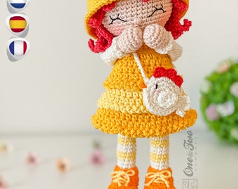 Amigurumi Pattern - Doll PDF Crochet Pattern - Tutorial Digital Download DIY - Goldie the Chicken Dolly Amigurumi - Toy