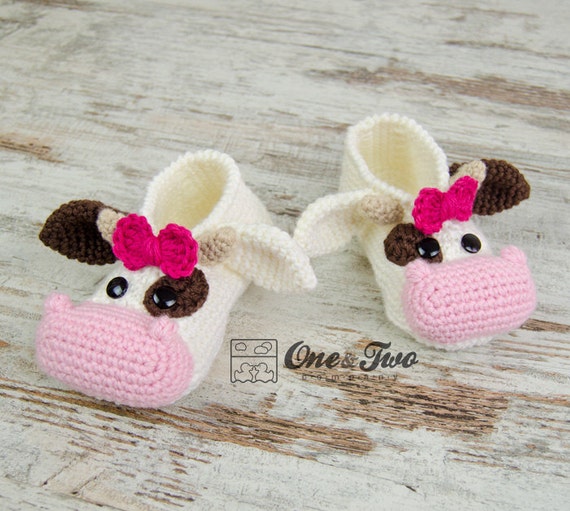 cow pattern booties
