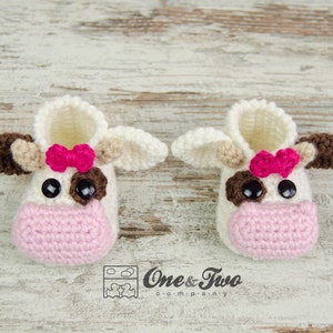 Doris the Cow Booties - PDF Crochet Pattern - Baby sizes ( 0-3, 3-6, 6-12 months ) - Shoes Baby Newborn Slippers