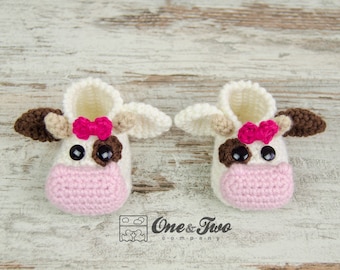 Doris the Cow Booties - PDF Crochet Pattern - Baby sizes ( 0-3, 3-6, 6-12 months ) - Shoes Baby Newborn Slippers