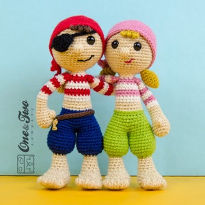 Amigurumi Pattern - Pirate PDF Crochet Pattern - Tutorial Digital Download DIY - Pete and Penny the Pirates Amigurumi - Plush Doll Toy