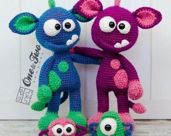 Amigurumi Pattern - Monster PDF Crochet Pattern - Tutorial Digital Download DIY - Mel the Monster and Friends Amigurumi - Plush Toy Handmade