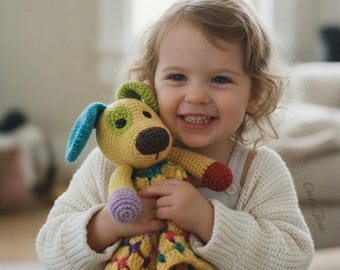 Crochet Dog Lovey Pattern, Baby Security Blanket PDF