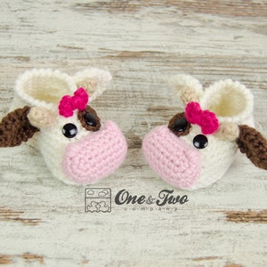 Doris the Cow Booties PDF Crochet Pattern Baby sizes 0-3, 3-6, 6-12 months Shoes Baby Newborn Slippers image 2