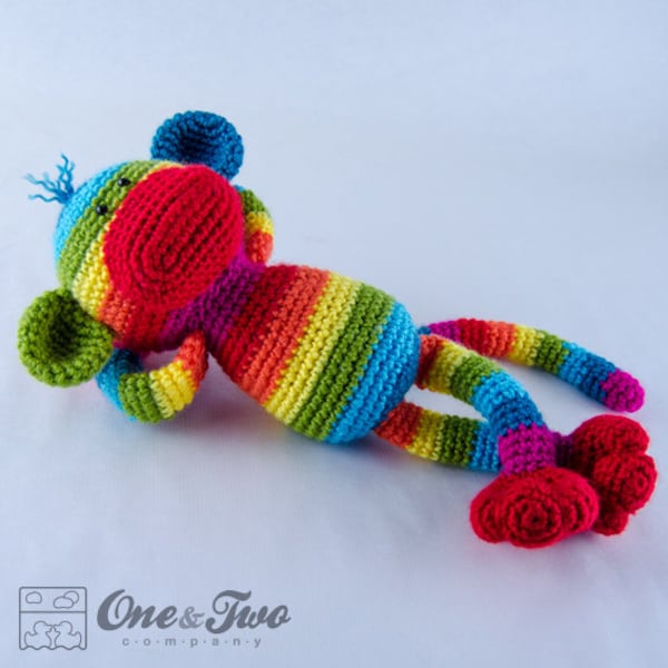 Amigurumi Pattern - Monkey PDF Crochet Pattern - Tutorial Digital Download DIY - Rainbow Sock Monkey Amigurumi - Plush Toy Handmade