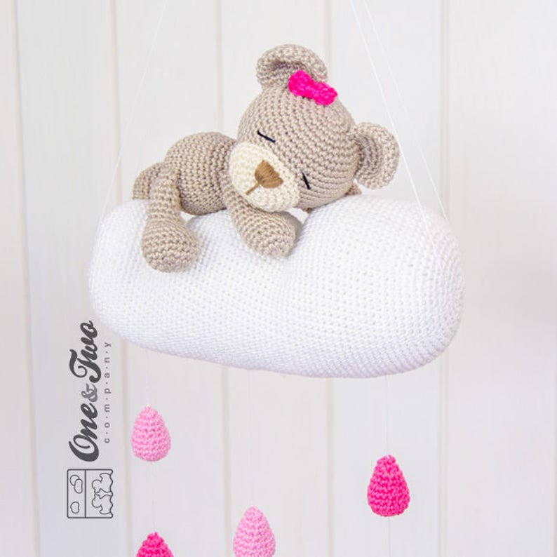 Sweet Dreams Teddy Bear Mobile PDF Crochet Pattern Instant Download Blankie Baby Blanket image 6
