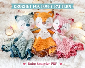 Crochet Fox Lovey Pattern · Amigurumi Security Blanket  · Snuggler Cuddler · Baby Doudou · PDF Tutorial