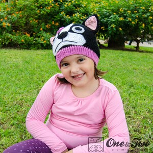 Boston Terrier / French Bulldog Hat PDF Crochet Pattern 6 sizes 0-3 months to Adult Beanie Hat Baby Child Adult Accessorie image 4
