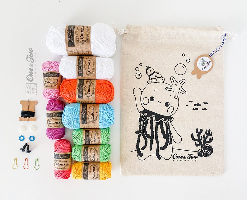 CROCHET KIT Ellis the Jellyfish Amigurumi White Version Etsy