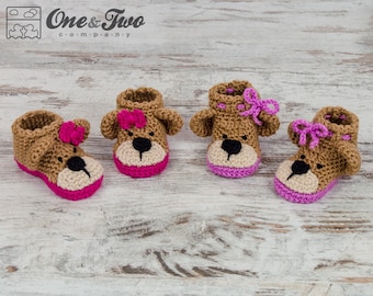 Bear Slippers Crochet Pattern · Teddy Booties Amigurumi · Baby sizes · DIY Animal Shoes · PDF Download