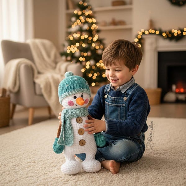 Crochet PATTERN - Sky the Happy Snowman Amigurumi - Plushie Pattern - Soft Toy