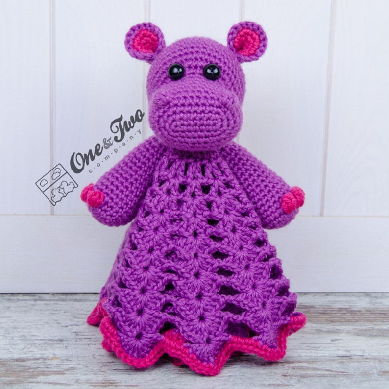 Lovey Crochet Pattern Hippo PDF Security Blanket Tutorial Digital Download DIY Pip the Hippo Lovey Dou Dou Baby Toy Snuggle Toy image 1