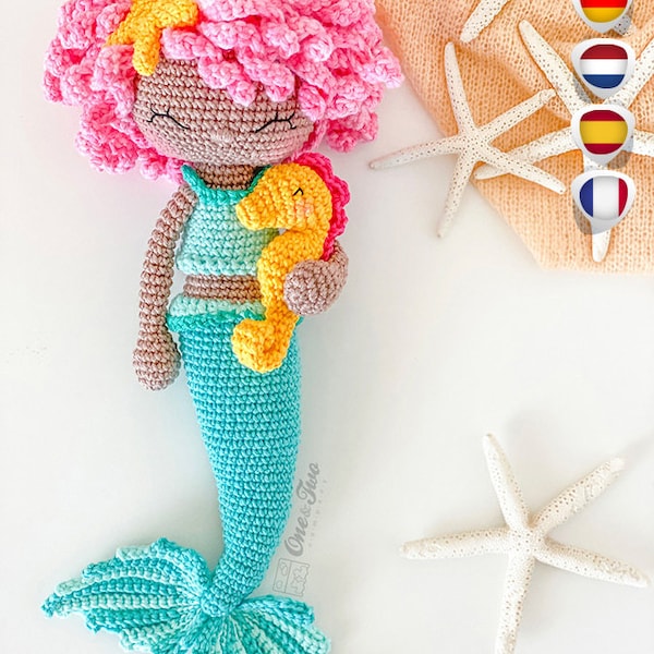 Amigurumi Pattern - Mermaid PDF Crochet Pattern - Tutorial Digital Download DIY - Lyra the Mermaid Dolly Amigurumi - Toy